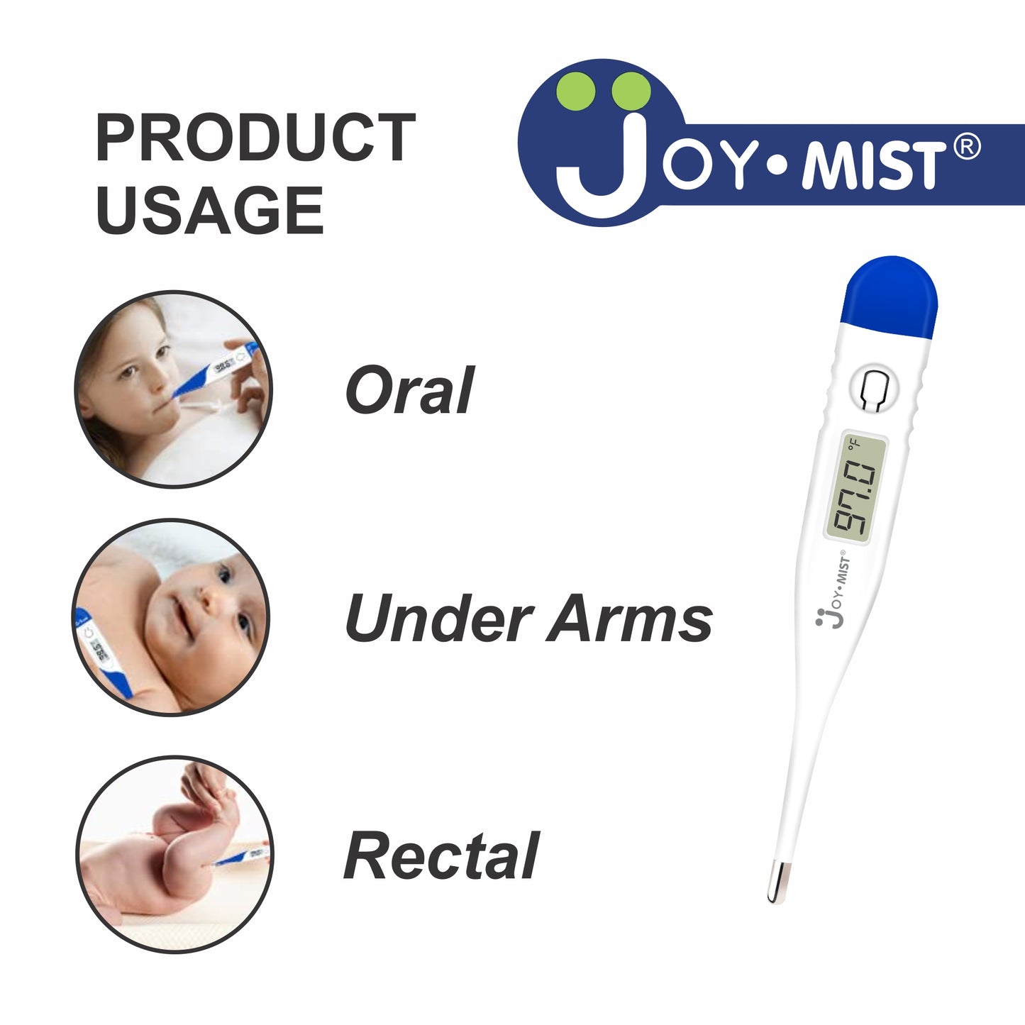 JOYMIST Digital Thermometer With Quick Measurement of Oral & Underarm Temperature in Celsius
