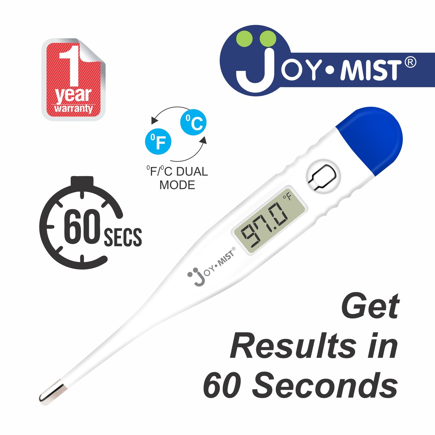 JOYMIST Digital Thermometer With Quick Measurement of Oral & Underarm Temperature in Celsius