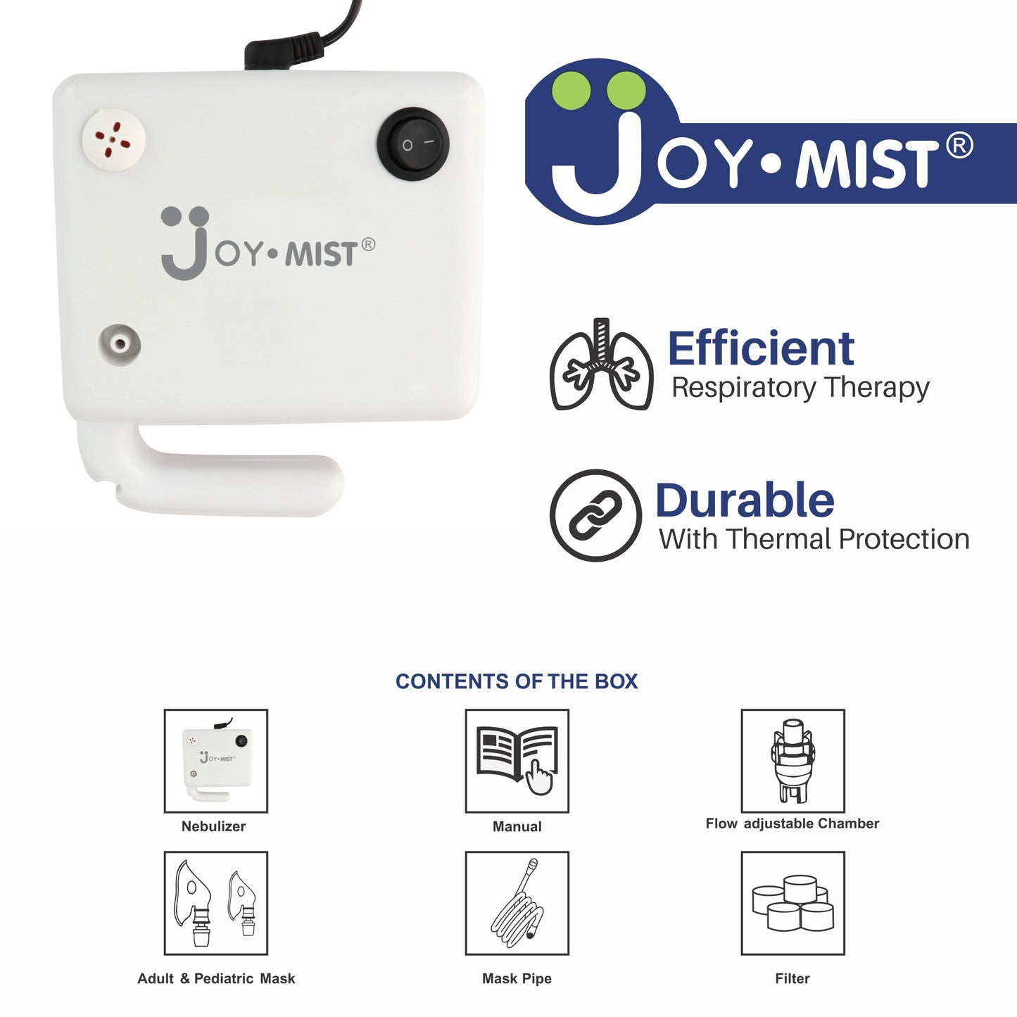 JOYMIST Mini Nebulizer Compressor Complete Kit Nebulizer with Child and Adult Masks