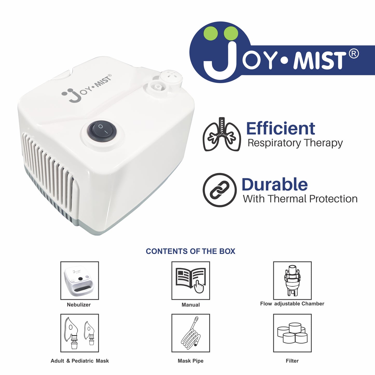 JOYMIST ECO 2 Nebulizer Compressor Complete Kit Nebulizer with Child and Adult Masks