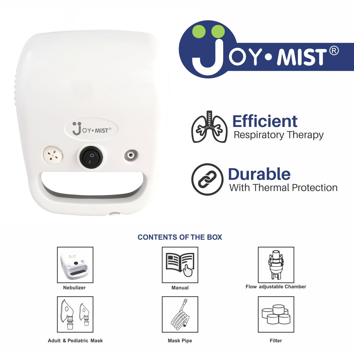 JOYMIST Handy Nebulizer Compressor Complete Kit Nebulizer with Child and Adult Masks