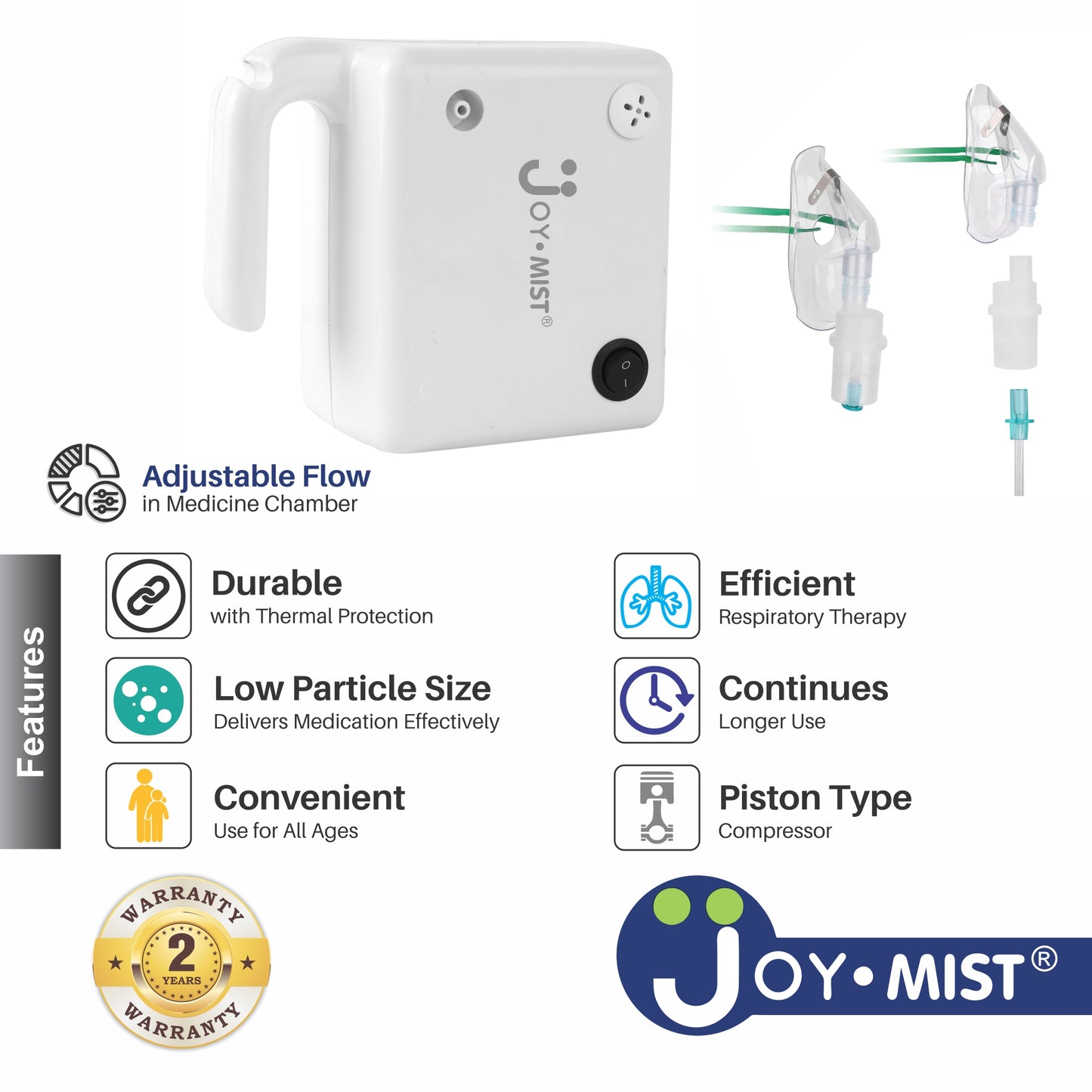 JOYMIST Mini Nebulizer Compressor Complete Kit Nebulizer with Child and Adult Masks