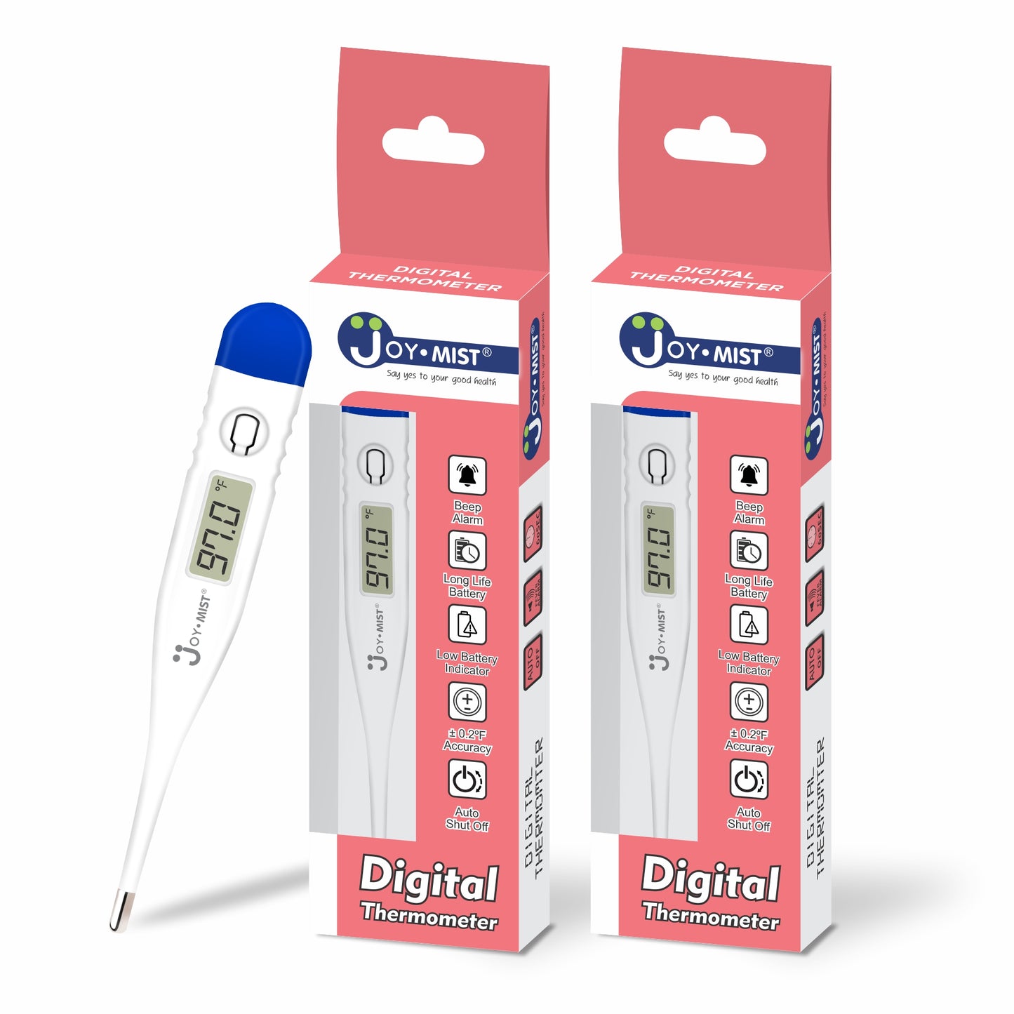 JOYMIST Digital Thermometer With Quick Measurement of Oral & Underarm Temperature in Celsius & Fahrenheit (Pack of 2)