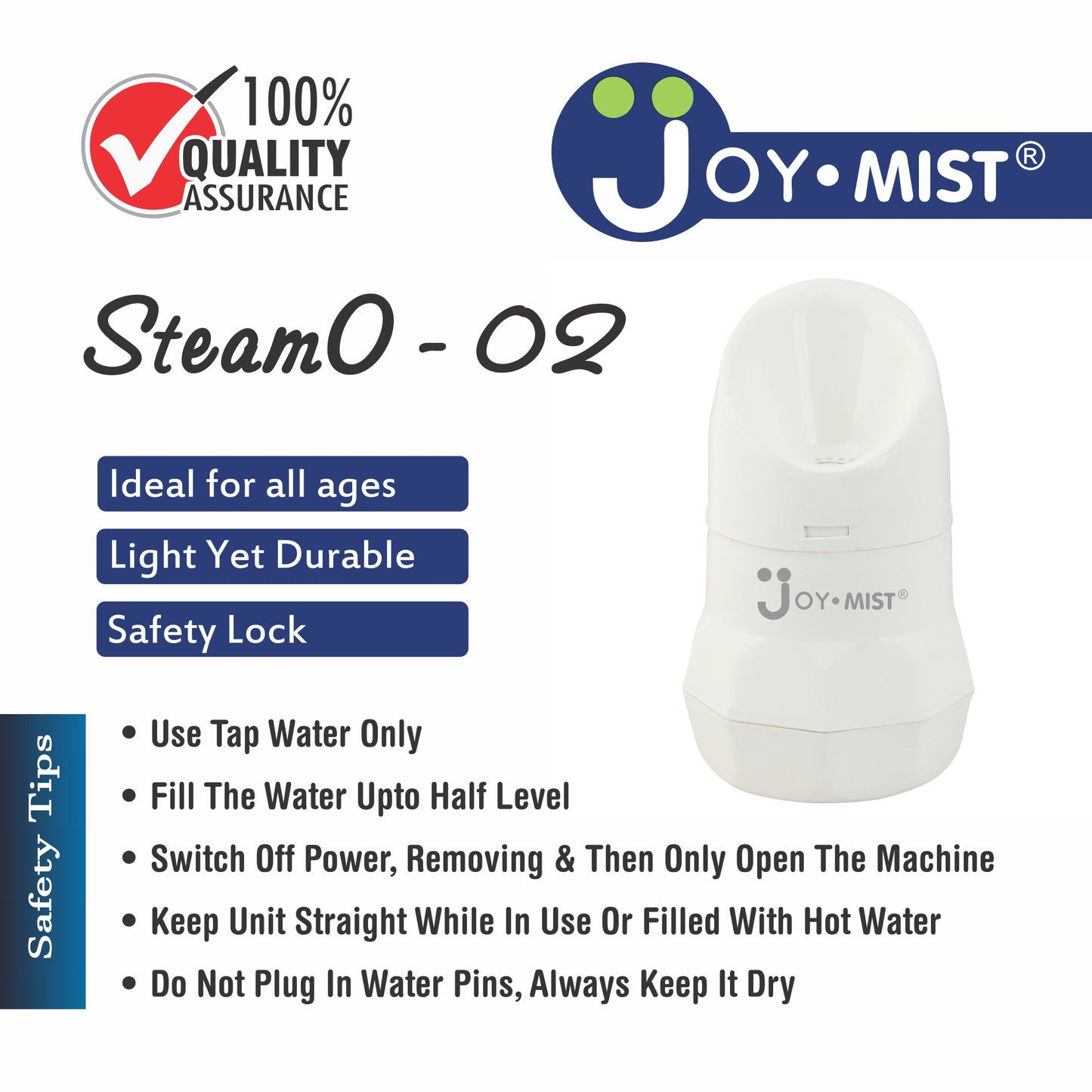 JOYMIST Steamo 2 Vaporizer Inhaler Machine, Facial Steamer and Steam Inhaler for Cold, Cough & Sinus, Suitable for Men, Women & Kids