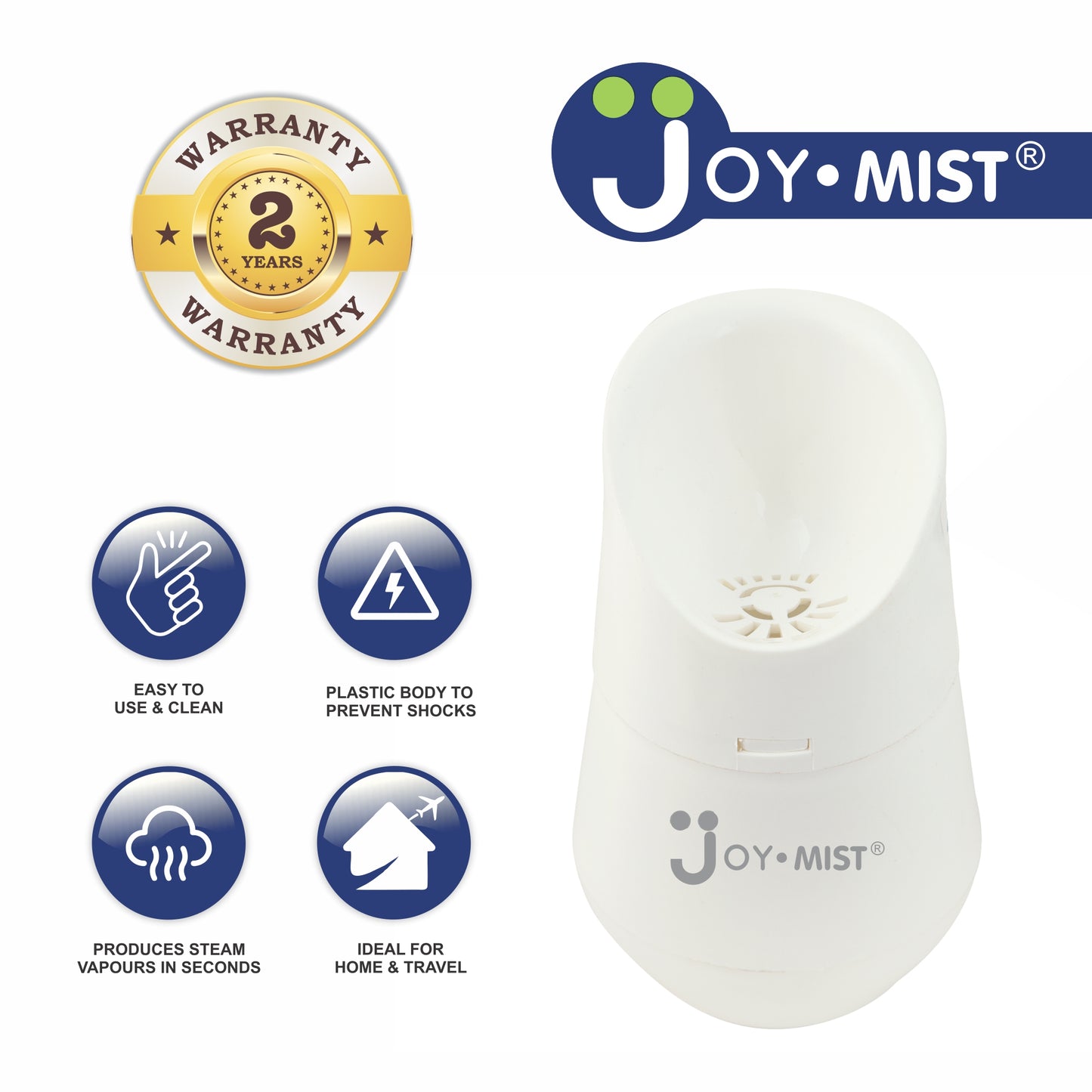 JOYMIST Steamo 1 Vaporizer Inhaler Machine, Facial Steamer and Steam Inhaler for Cold, Cough & Sinus, Suitable for Men, Women & Kids