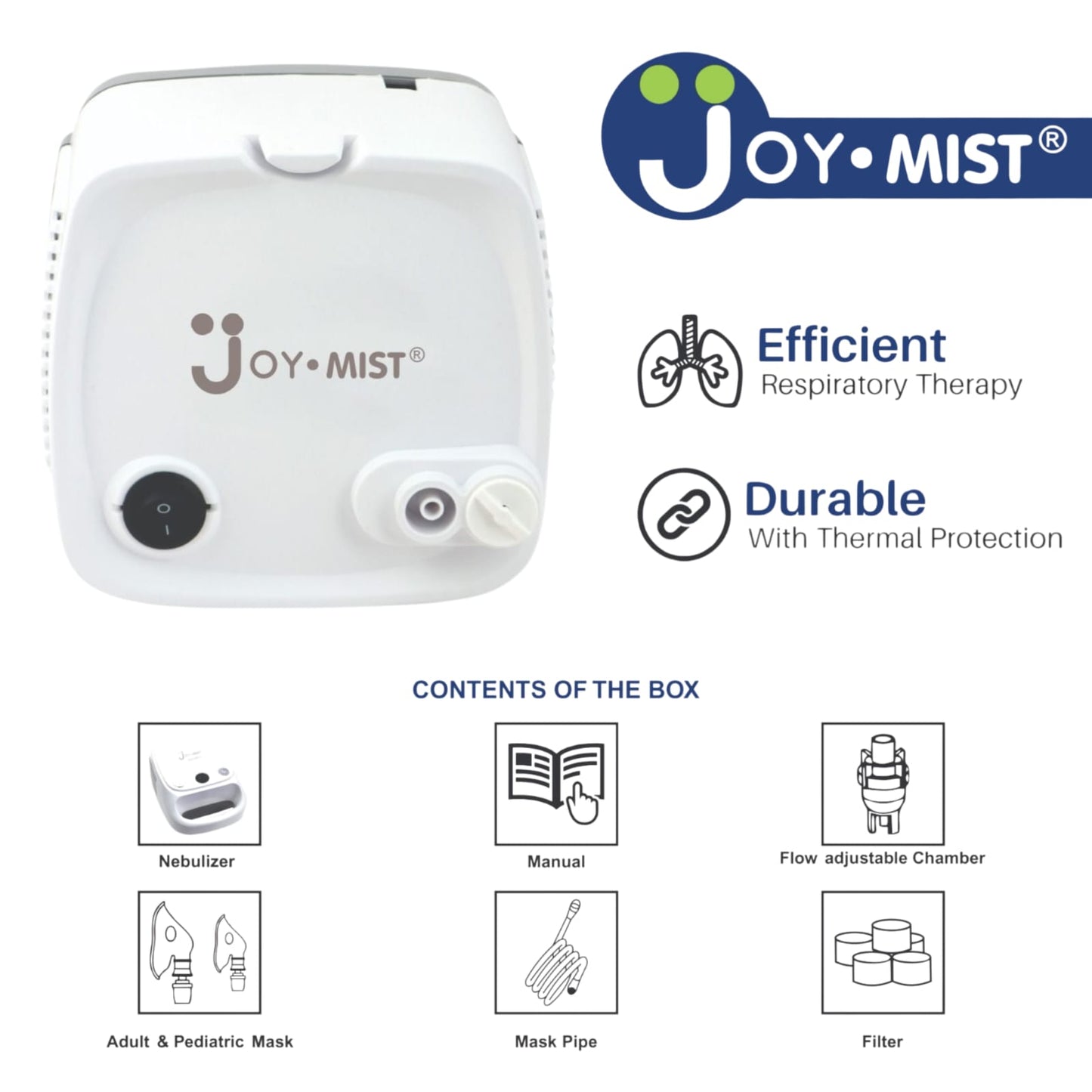 JOYMIST ECO 1 Nebulizer Compressor Complete Kit Nebulizer with Child and Adult Masks