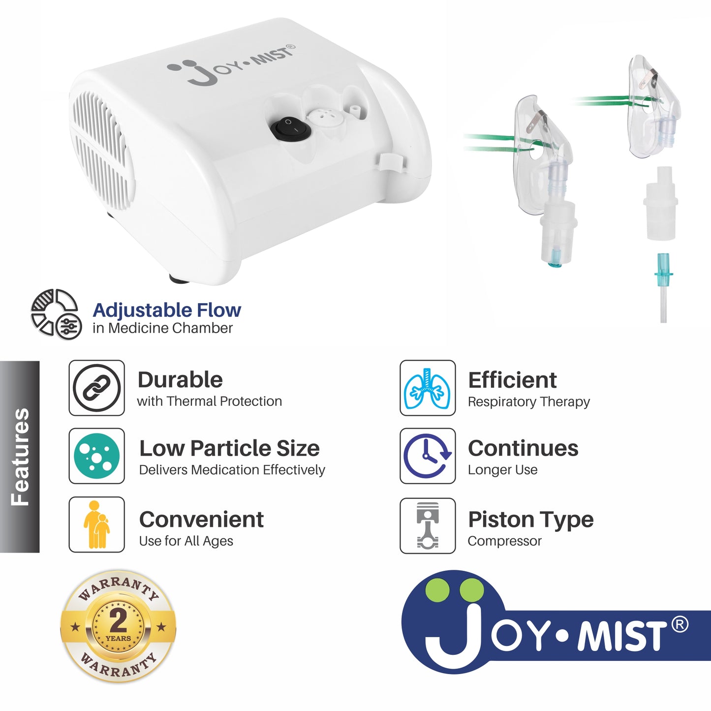 JOYMIST Ultra Pro Nebulizer Compressor Complete Kit Nebulizer with Child and Adult Masks