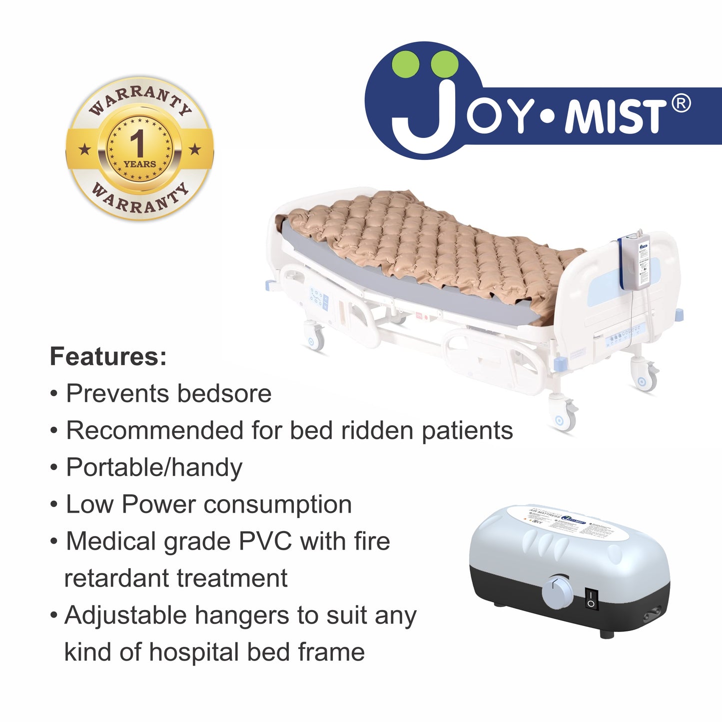 JOYMIST Anti Decubitus Bubble Air Bed with Pump for Patients Bed Sore Helps in Prevention of Bed Sores