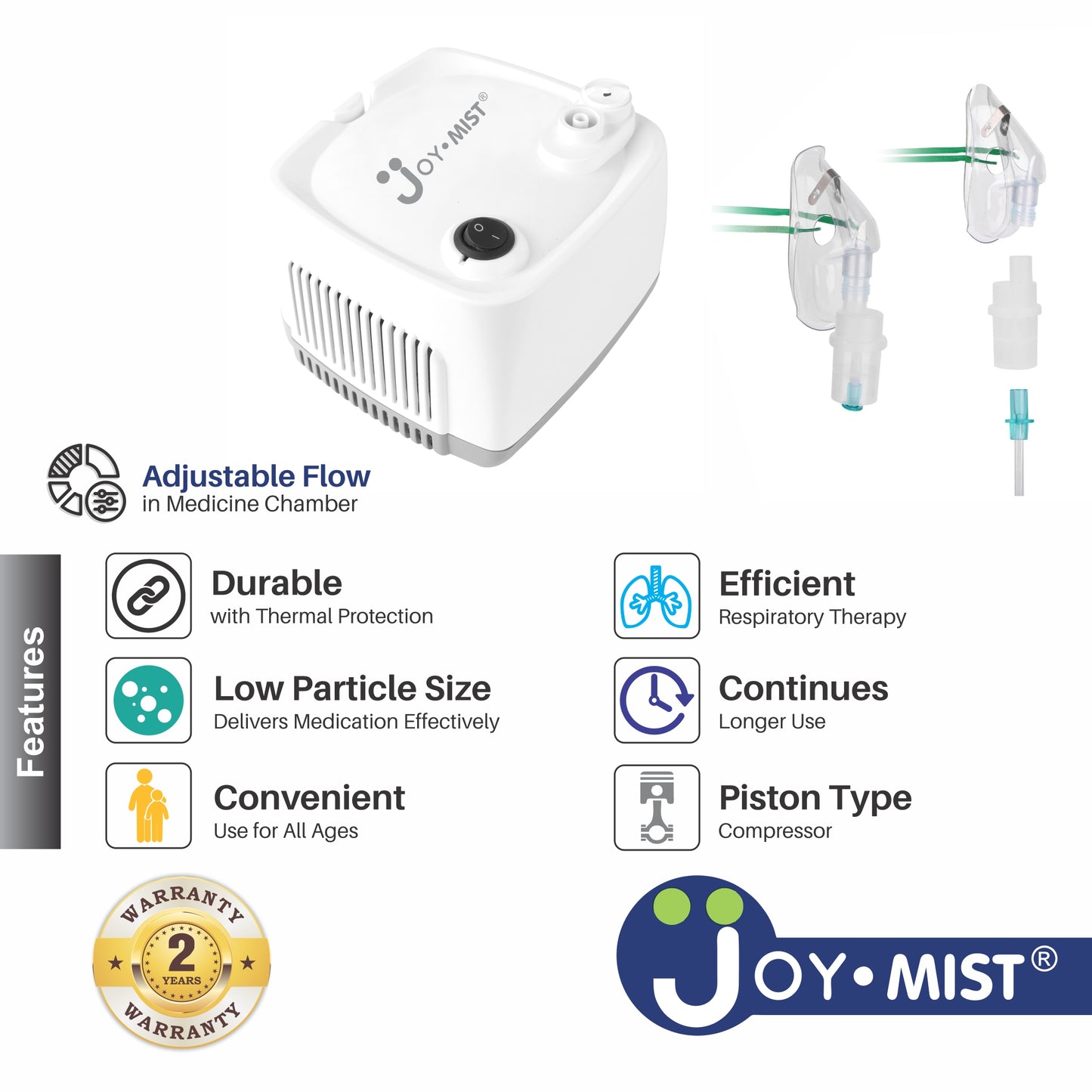 JOYMIST ECO 1 Nebulizer Compressor Complete Kit Nebulizer with Child and Adult Masks