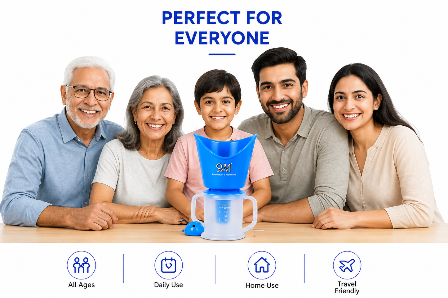 9M All In One Steamer, Facial Steamer and Steam Inhaler for Cold, Cough & Sinus, Suitable for Men, Women & Kids