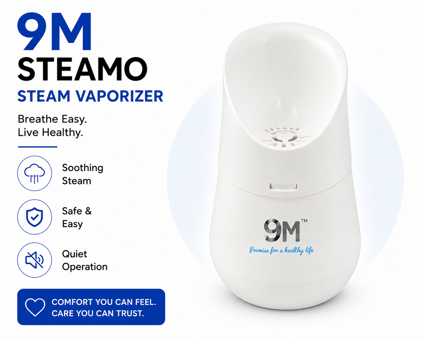 9M Steamo 2 Vaporizer Inhaler Machine, Facial Steamer and Steam Inhaler for Cold, Cough & Sinus, Suitable for Men, Women & Kids