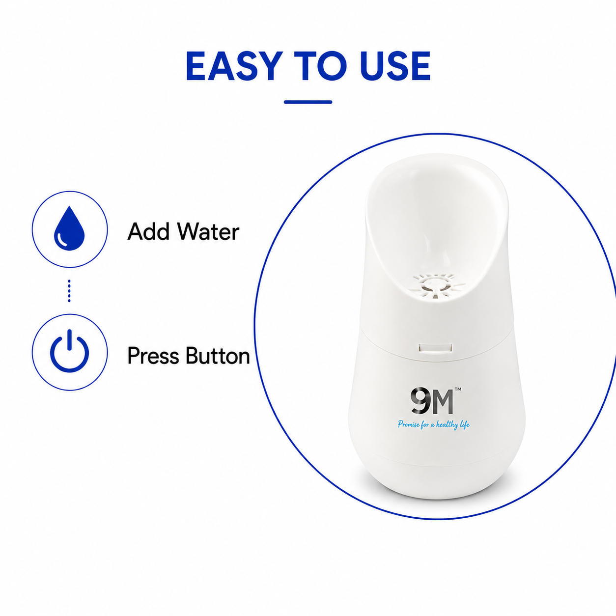 9M Steamo 2 Vaporizer Inhaler Machine, Facial Steamer and Steam Inhaler for Cold, Cough & Sinus, Suitable for Men, Women & Kids