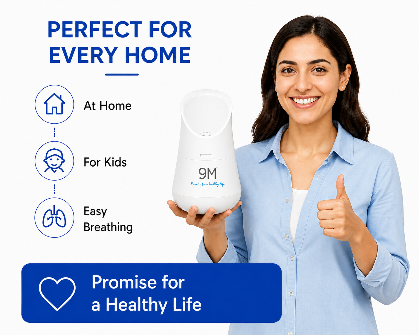 9M Steamo 2 Vaporizer Inhaler Machine, Facial Steamer and Steam Inhaler for Cold, Cough & Sinus, Suitable for Men, Women & Kids
