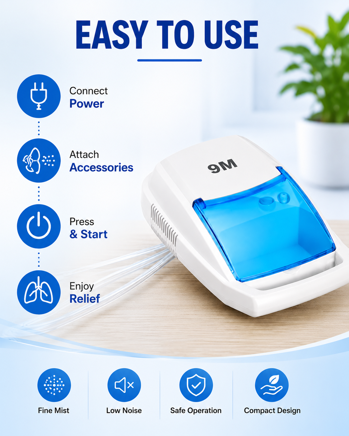 9M Excel Nebulizer Compressor Complete Kit Nebulizer with Child and Adult Masks