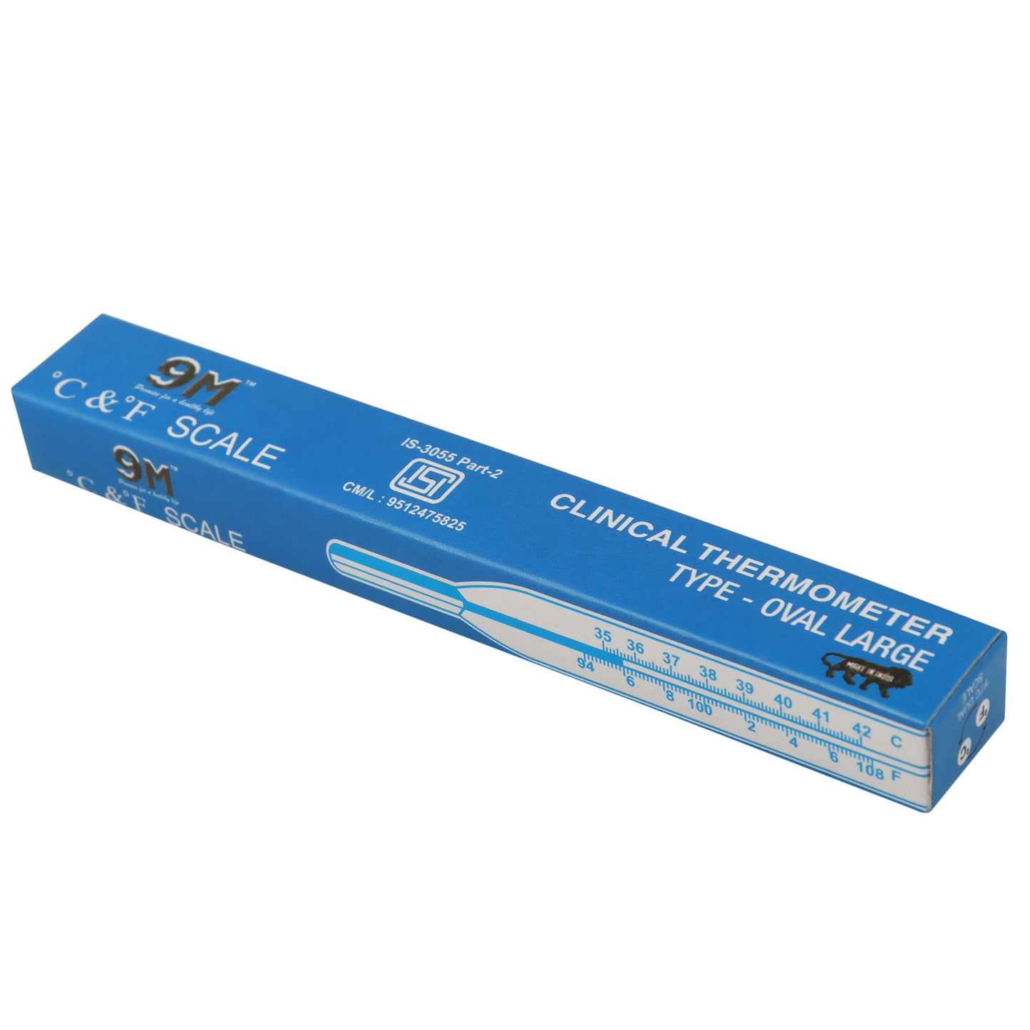 9M Oval Mercury Thermometer With Quick Measurement of Oral & Underarm Temperature in Celsius