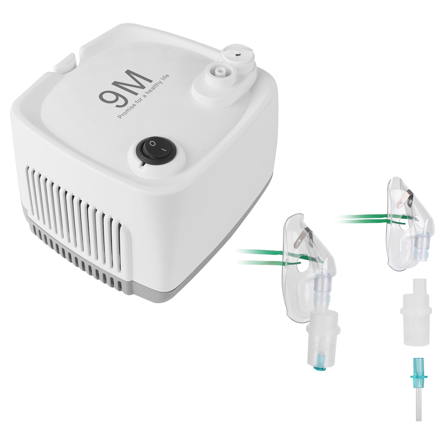 9M ECO White Nebulizer Compressor Complete Kit Nebulizer with Child and Adult Masks