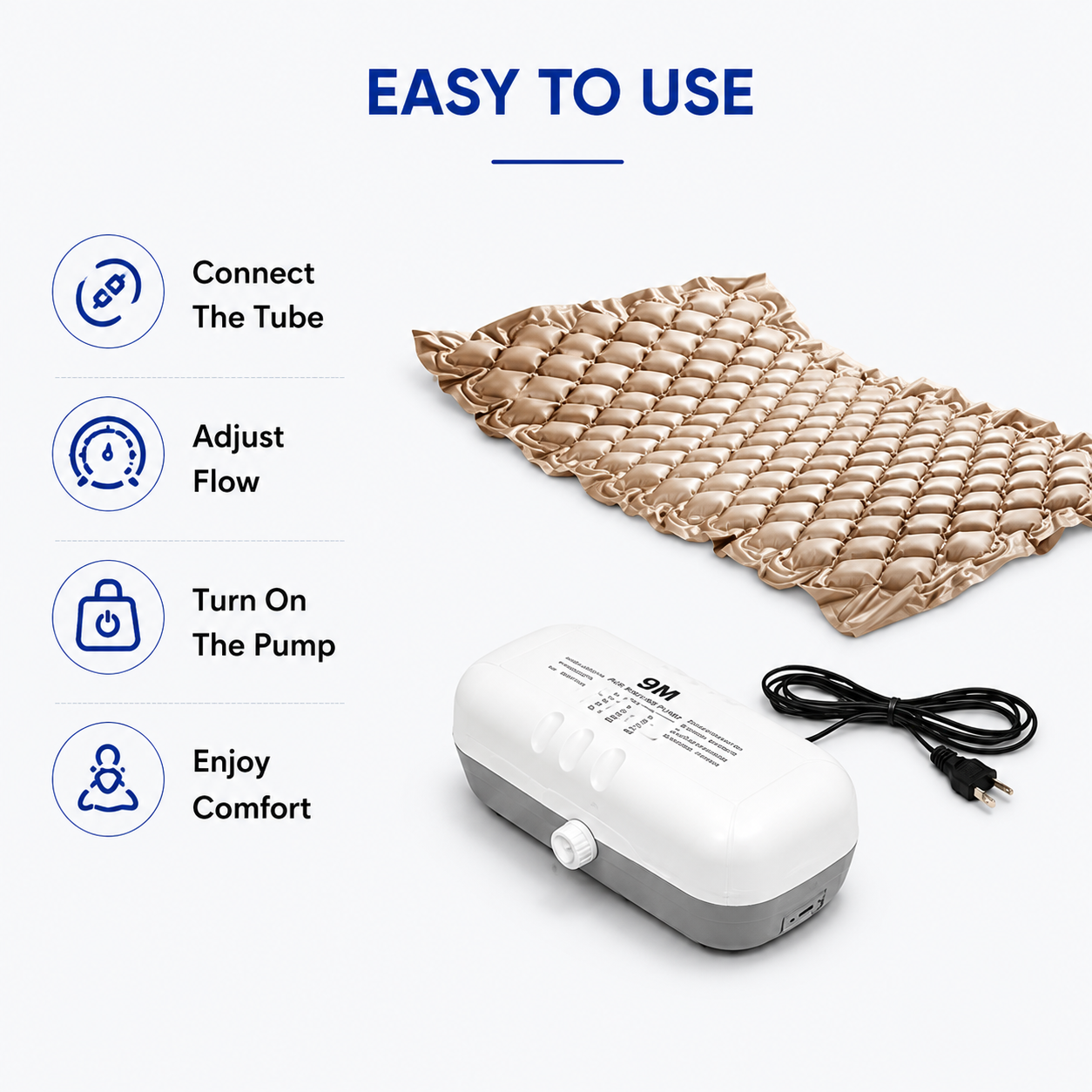 9M Anti Decubitus Bubble Air Bed with Pump for Patients Bed Sore Helps in Prevention of Bed Sores