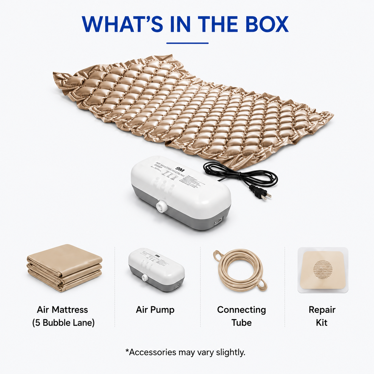 9M Anti Decubitus Bubble Air Bed with Pump for Patients Bed Sore Helps in Prevention of Bed Sores