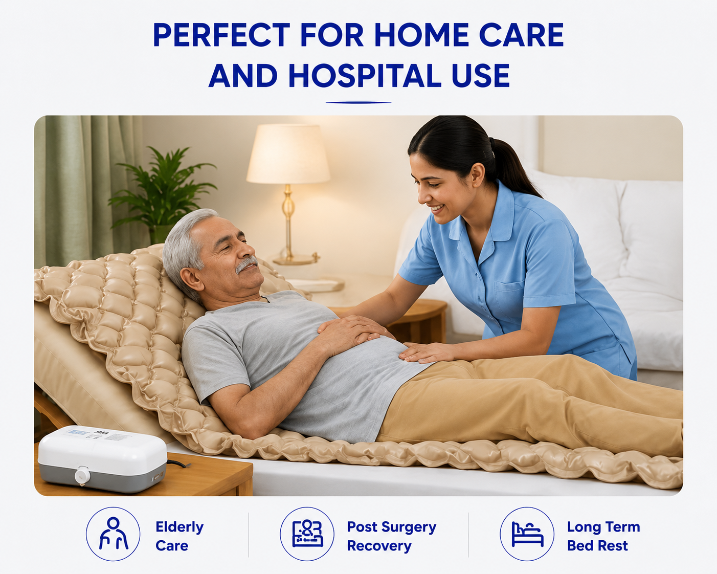 9M Anti Decubitus Bubble Air Bed with Pump for Patients Bed Sore Helps in Prevention of Bed Sores