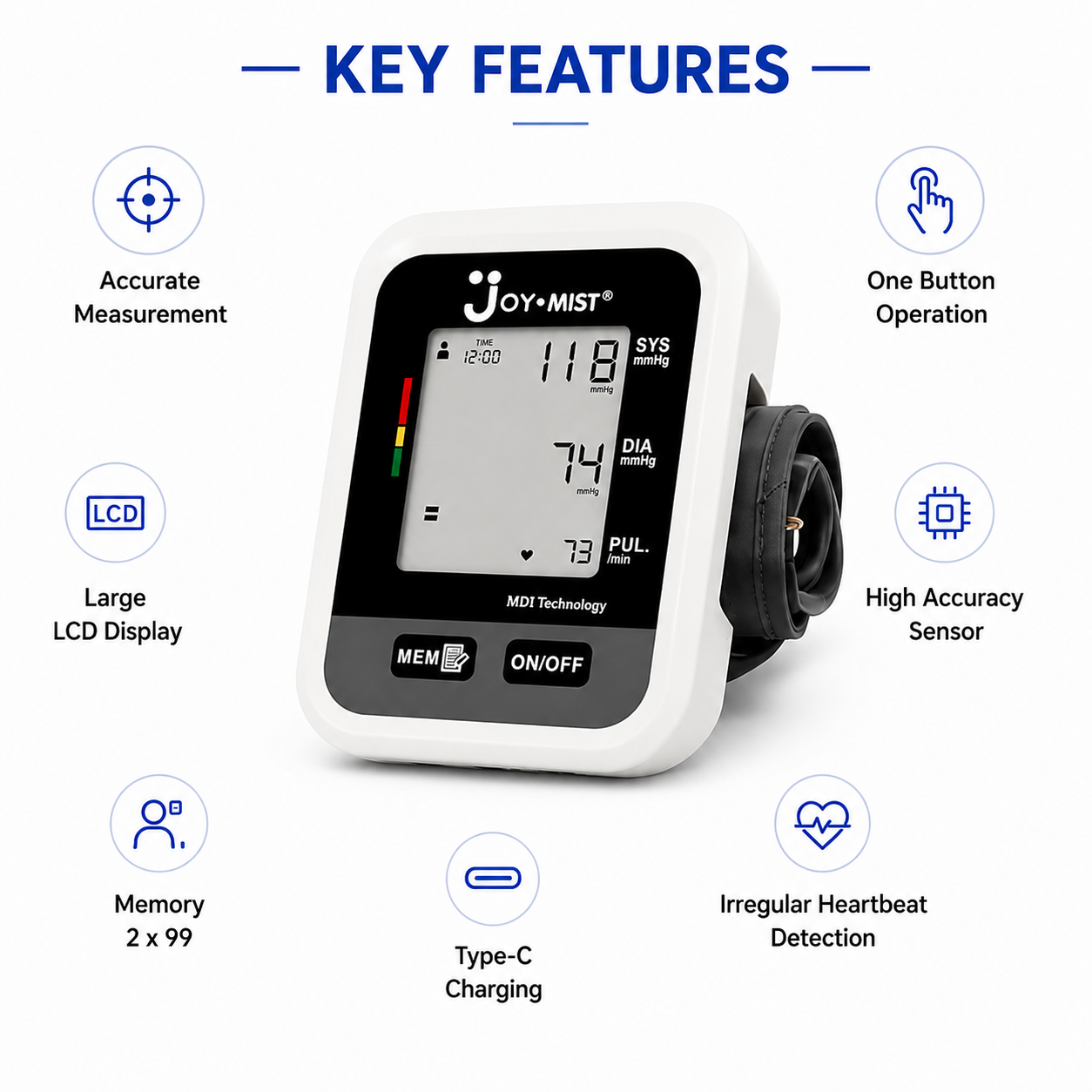 JOYMIST BP Small Fully Automatic Digital Blood Pressure Monitor For Most Accurate Measurement - Arm Circumference (22-42Cm)