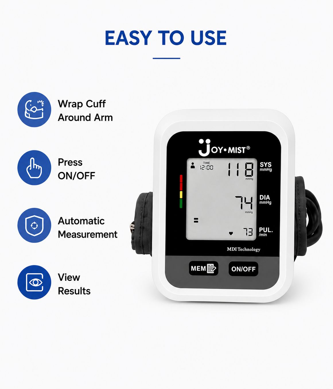 JOYMIST BP Small Fully Automatic Digital Blood Pressure Monitor For Most Accurate Measurement - Arm Circumference (22-42Cm)
