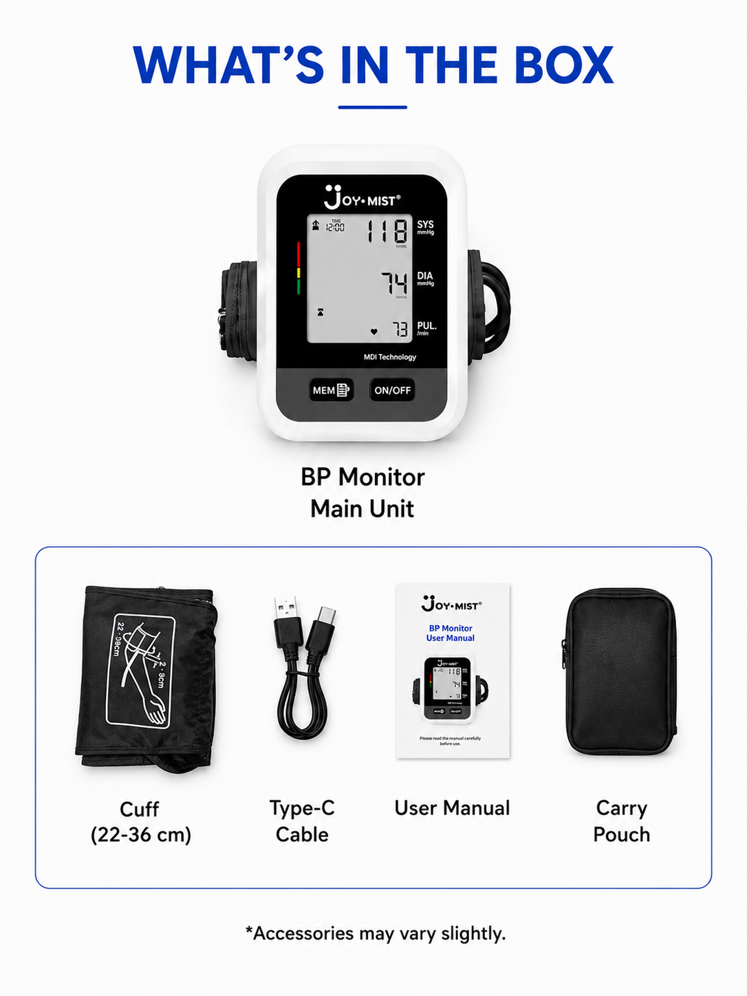 JOYMIST BP Small Fully Automatic Digital Blood Pressure Monitor For Most Accurate Measurement - Arm Circumference (22-42Cm)