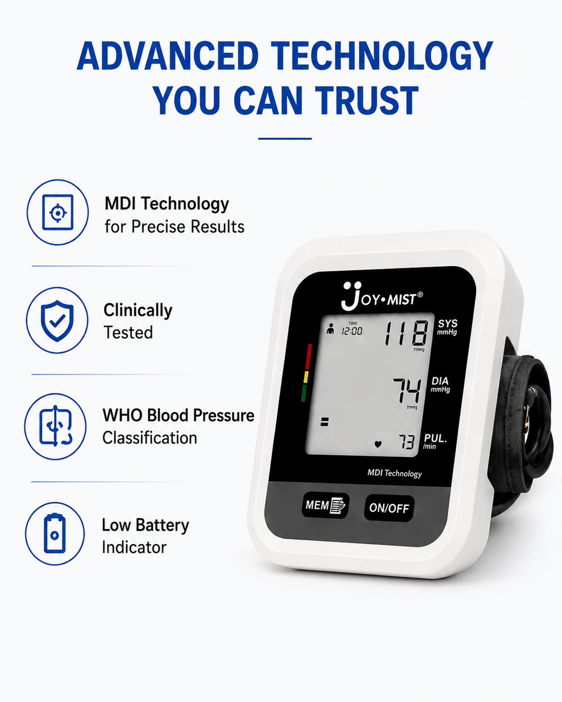 JOYMIST BP Small Fully Automatic Digital Blood Pressure Monitor For Most Accurate Measurement - Arm Circumference (22-42Cm)