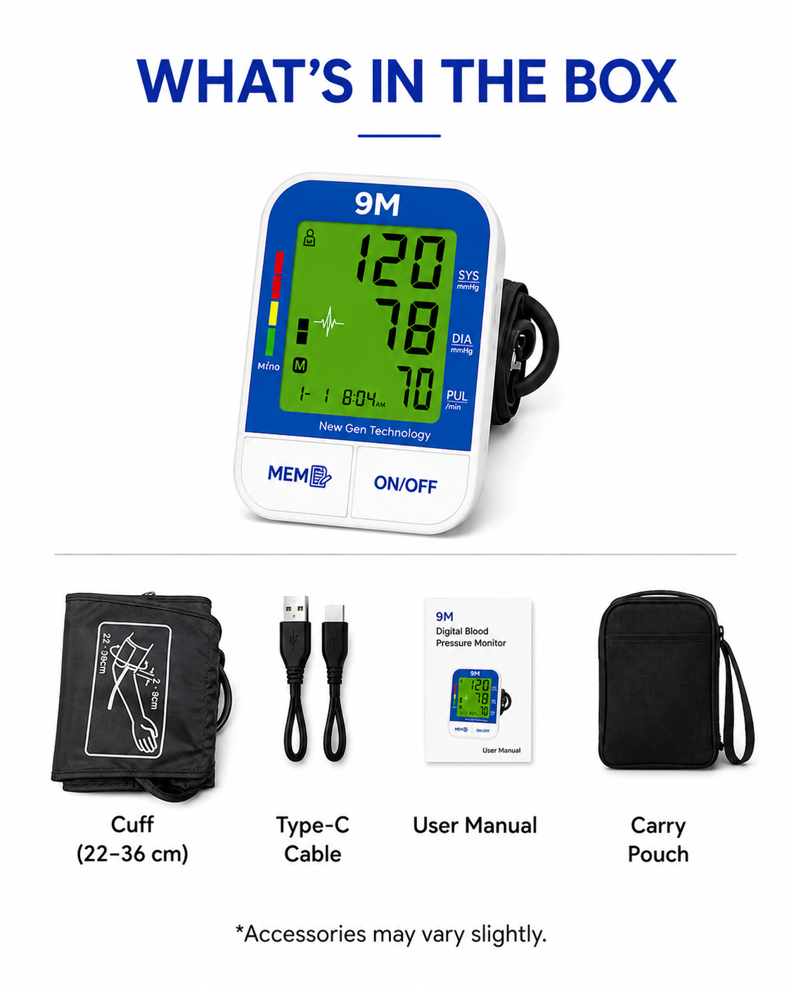 9M BP BIg 3 Colour Backlight digital Blood Pressure Monitor with MDI Technology