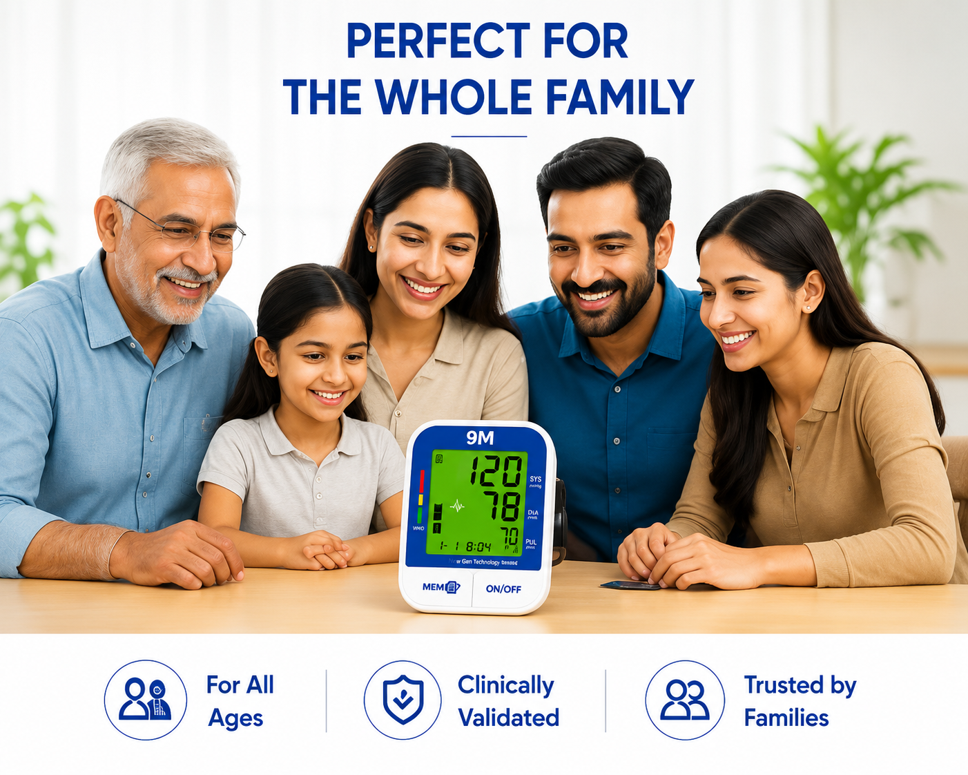 9M BP BIg 3 Colour Backlight digital Blood Pressure Monitor with MDI Technology