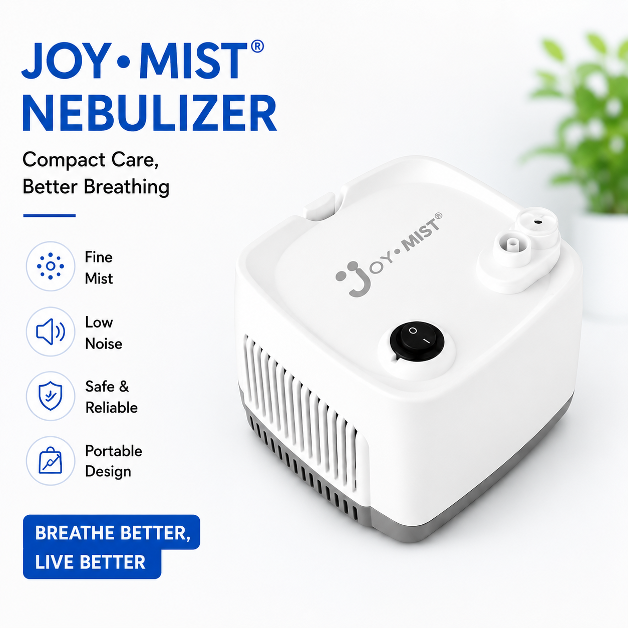 Joymist  ECO 1 White Nebulizer Compressor Complete Kit Nebulizer with Child and Adult Masks