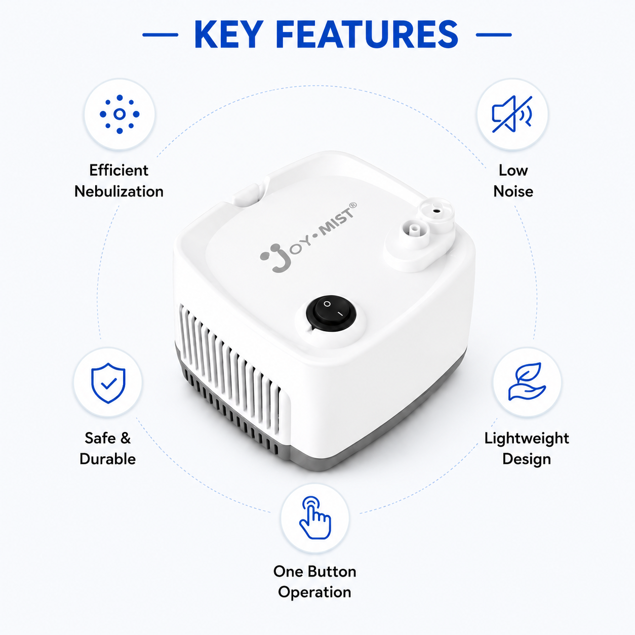 Joymist  ECO 1 White Nebulizer Compressor Complete Kit Nebulizer with Child and Adult Masks