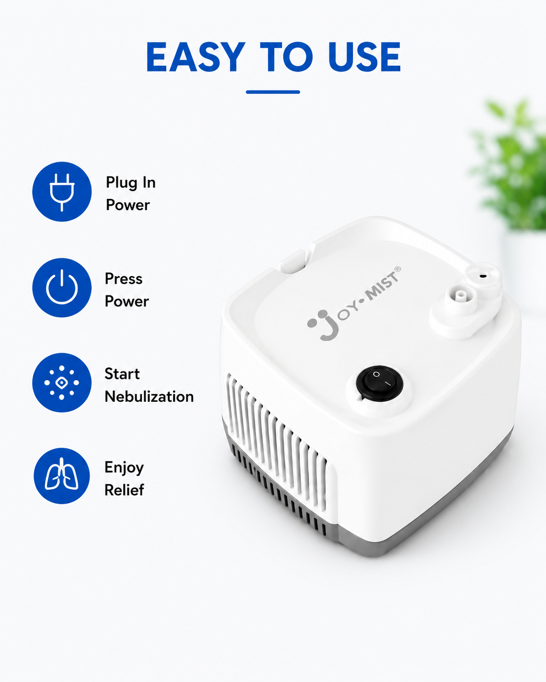Joymist  ECO 1 White Nebulizer Compressor Complete Kit Nebulizer with Child and Adult Masks