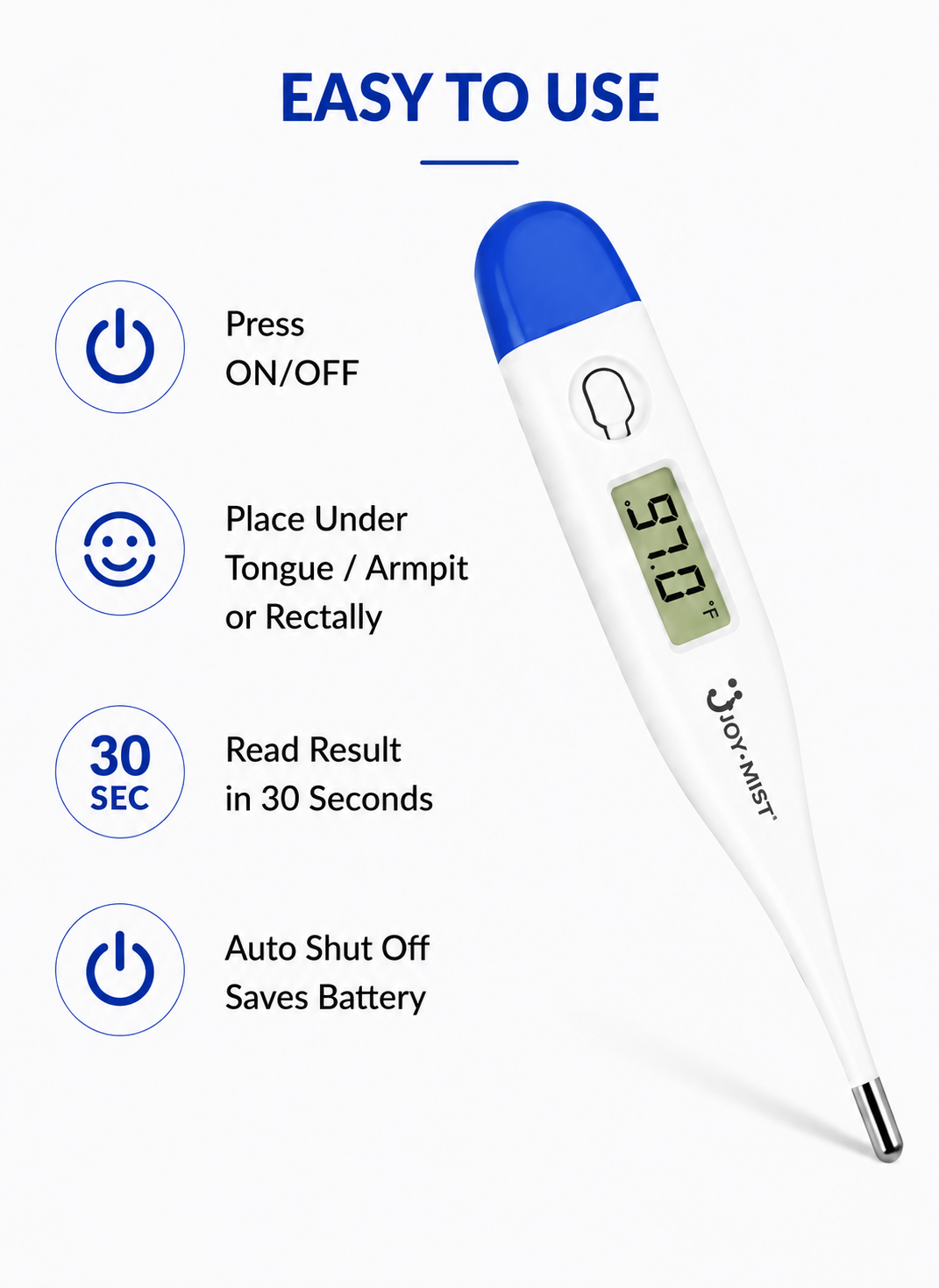 JOYMIST Digital Thermometer With Quick Measurement of Oral & Underarm Temperature in Celsius