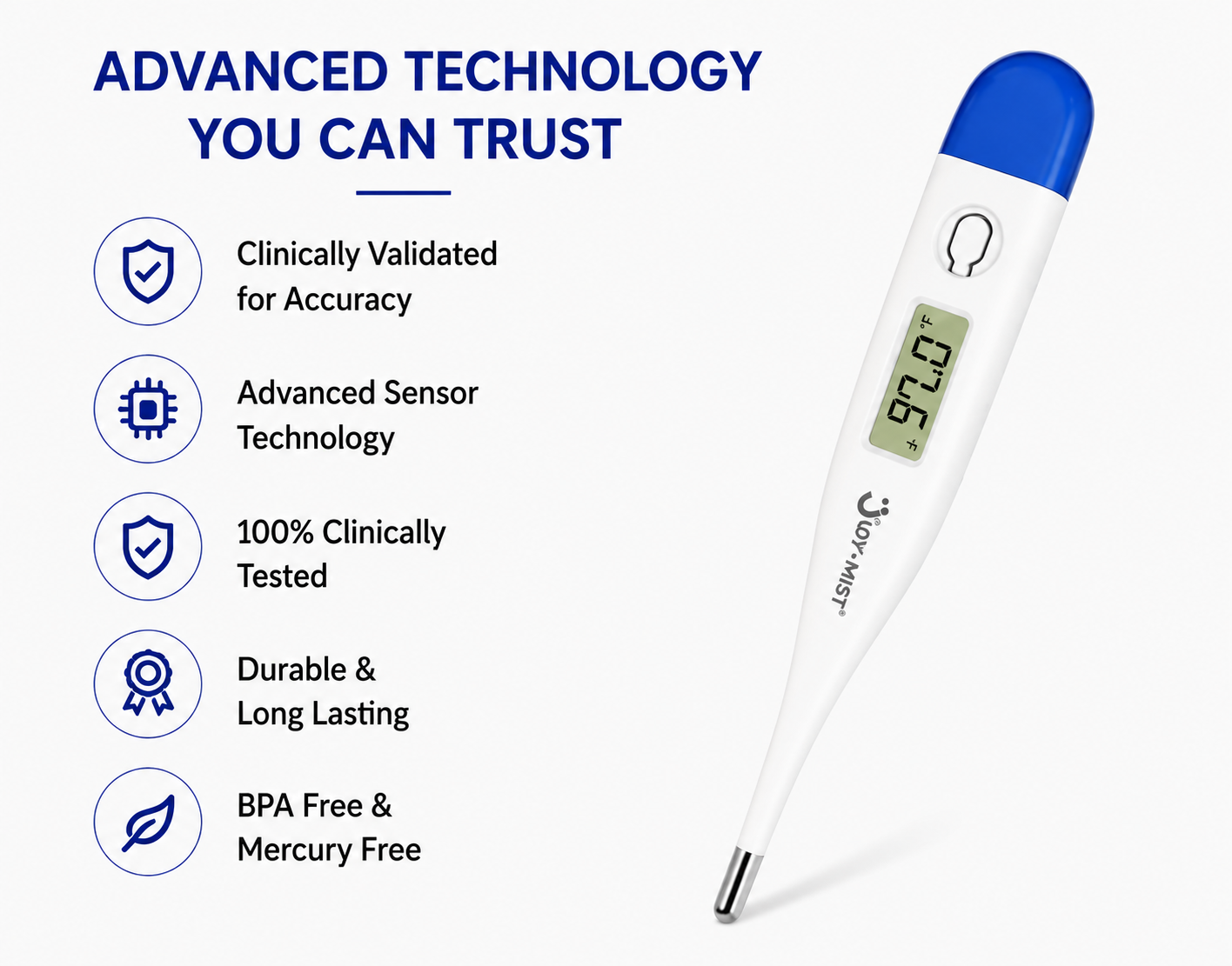 JOYMIST Digital Thermometer With Quick Measurement of Oral & Underarm Temperature in Celsius